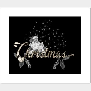 Christmas with Santa Claus in black and white Posters and Art